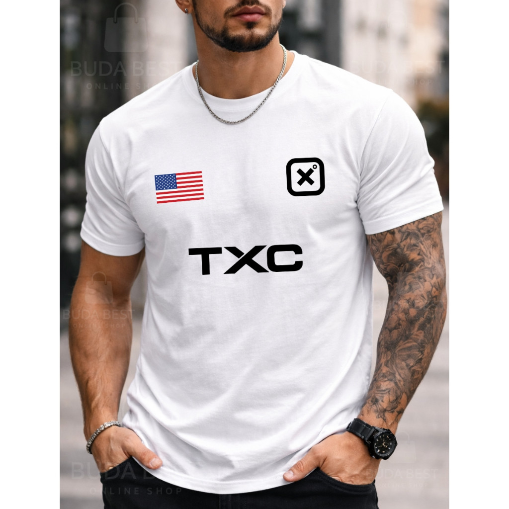 Camiseta Masculina Lançamento Exclusivo TX0 Premium Vermelha Estilo Country Americana 100% Algodão Top