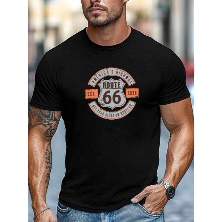 Camisa Camiseta Masculina Route 66 T-Shirt 100% Algodão Estilo Livre Edição Limitada Exclusivo
