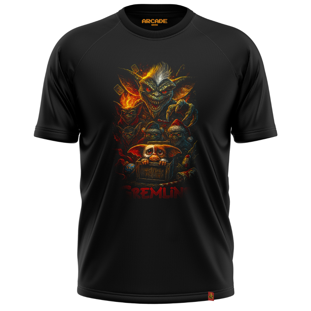 Camiseta Filmes Series Mogwai Gremlins Monstros anos 80