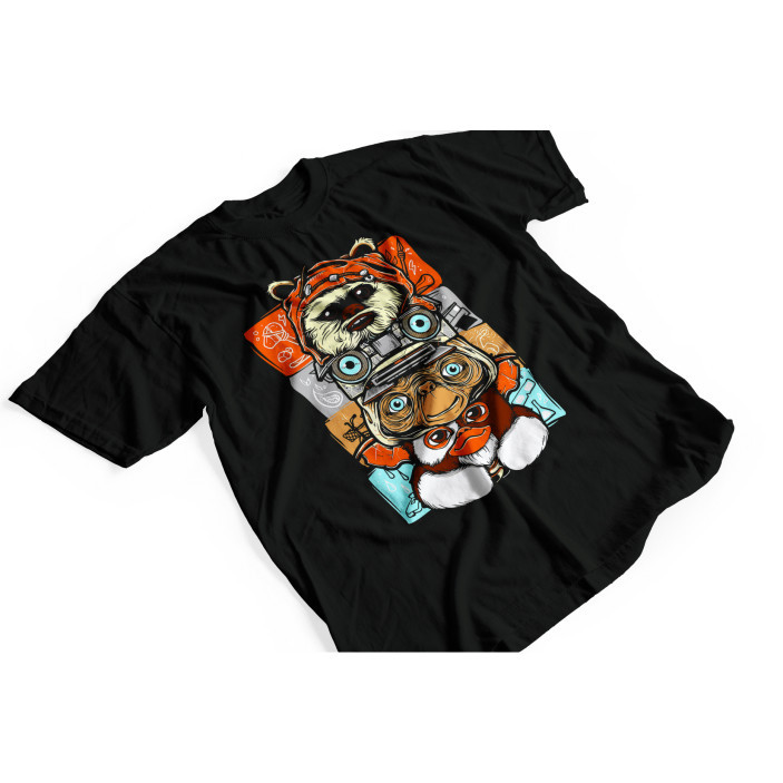 Camiseta Filmes anos 80 et Caravana gremlins Johnny 5