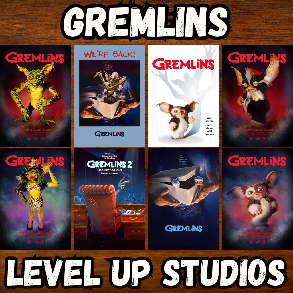 Gremlins - Placas Quadros Decorativos Posters - Filme Clássico Anos 80 Criaturas Terror Comédia