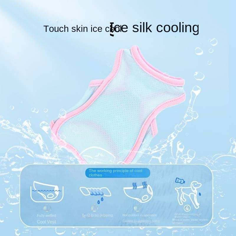 Pet Summer Cool Cool Clothes Breathable Cooling Dog Ice Silk Vest Mickey Mouse Cartoon Cats and Dogs Universal Vest HJVr
