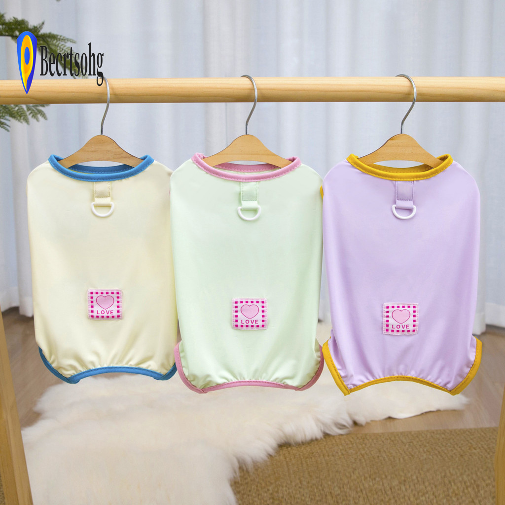 Dog Harness Vest Contrast Color Pet Breathable T-shirt for Small Dogs Summer Clothes Cute Outfit for Teddy Bichon Frise