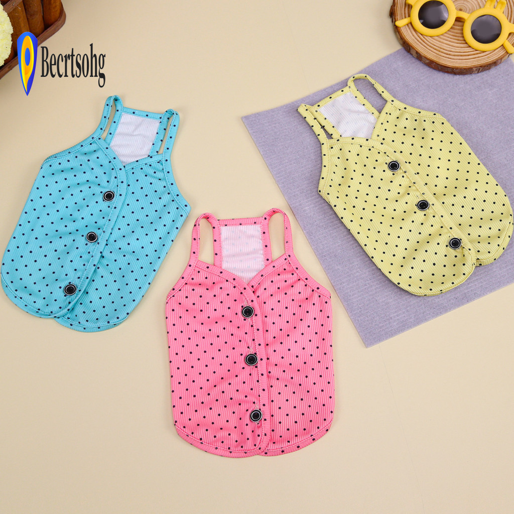Dog Vest with Thin Straps Breathable Pet for Spring Summer Lightweight Button-down T-shirt Polka Dot Print Cute Wear Out