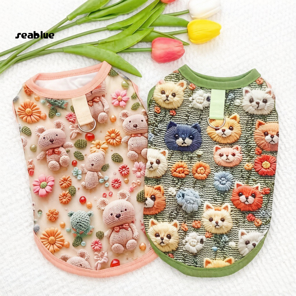 Pet Clothes Breathable Mesh Dog Harness with D-ring Summer Vest Lightweight Fabric Traction 3d Printing Contrast Edging