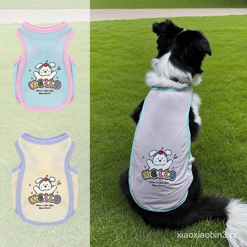 Pet Summer Cool Clothes Ice Silk Breathable Clothes Dogs and Cats Outdoor Vest Cute Cartoon Pattern Teddy Bichon CsZD