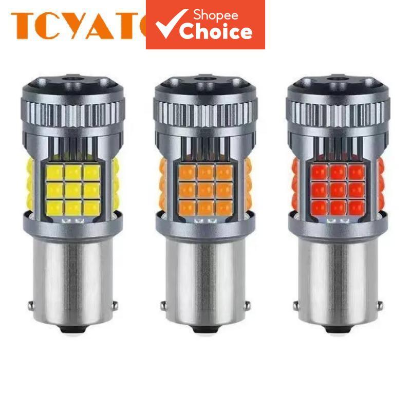 TCYATO 2X LED Canbus Super Brilhante para Carro 1156 BA15S BAU15S 1157 Sem Erro Lâmpada de Ré e Pisca Branca/Âmbar