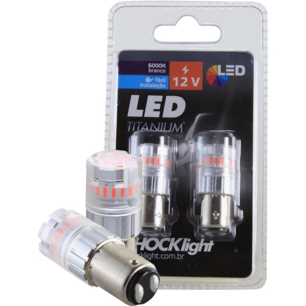 PAR LÂMPADAS LED 1157 TITANIUM 2 POLOS 23 LEDS SMD 4014/3030 VERMELHO 12V ALTA LUMINOSIDADE