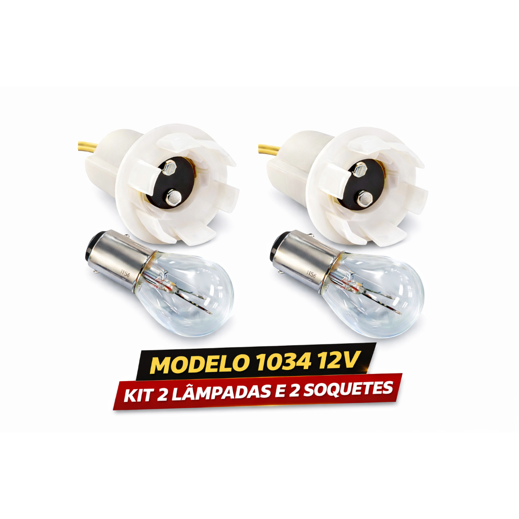 Par De Soquete Rabicho 2 Polos + Lâmpada 2 Polos 1157 P21/5w Freio E Lanterna Universal