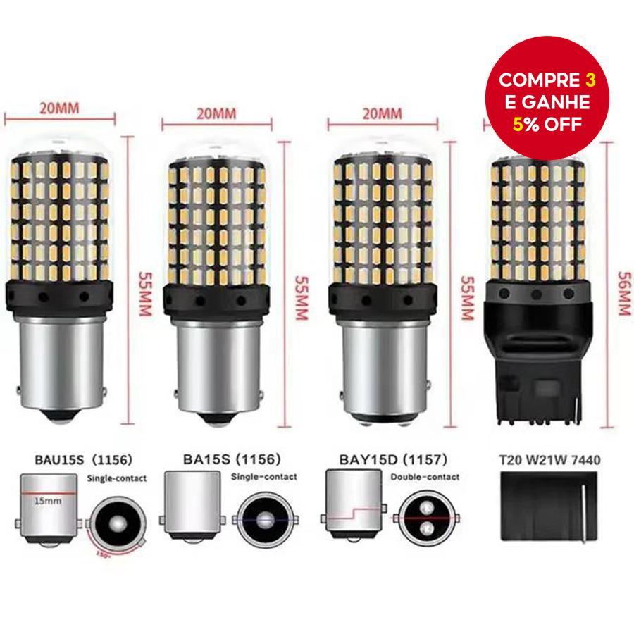 2 Pacotes De Lâmpadas LED 1156 T20 BA15S BAU15S Sinal De Mudança De Direção P21W 7440 1157 BAY15D Âmbar Branco Vermelho