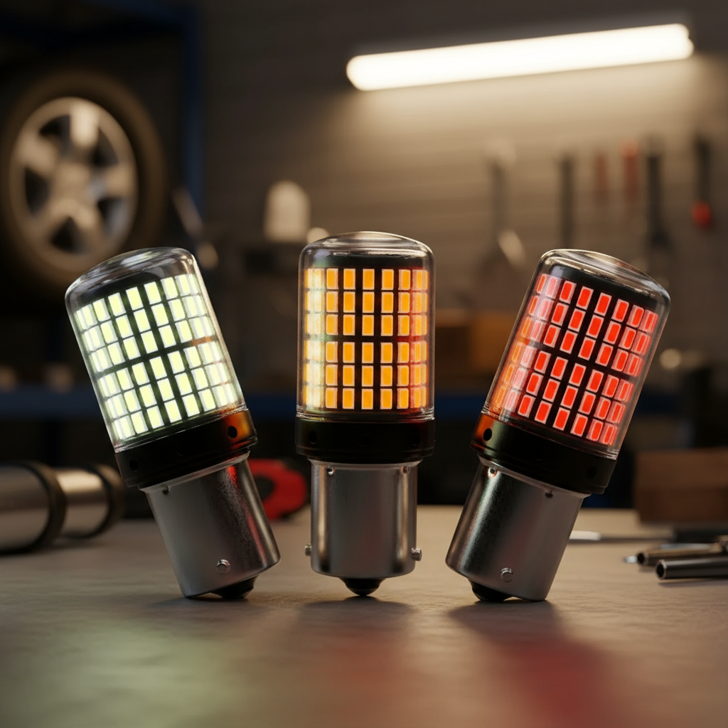 144-LED Ba15s/1156/1157 lâmpadas – Luzes de seta, DRL, neblina, traseira, freio e ré, 12V, 33SMD, vermelha/branca