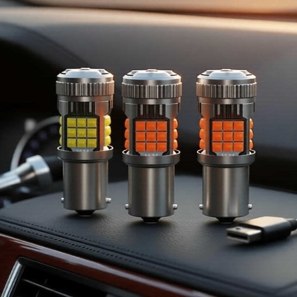 TCYATO 2 Peças Lâmpadas LED Canbus 1156 1157 - BA15S/BAU15S, Reverso/Setas sem Erro, Brilhantes - Branca/Âmbar