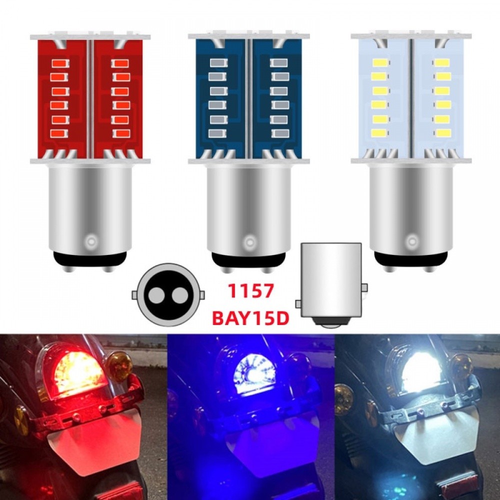 1Unidade 1157 LED Luz Traseira Estroboscópica Pisca Parar Lâmpada De Freio BAY15D 12V Piscando Motor