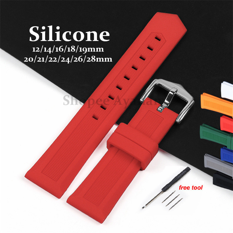 Pulseira Esportiva De Borracha De Silicone 12 14 16mm 18mm 19mm 20mm 21mm 22mm 24mm 26mm 28mm Universal Macia