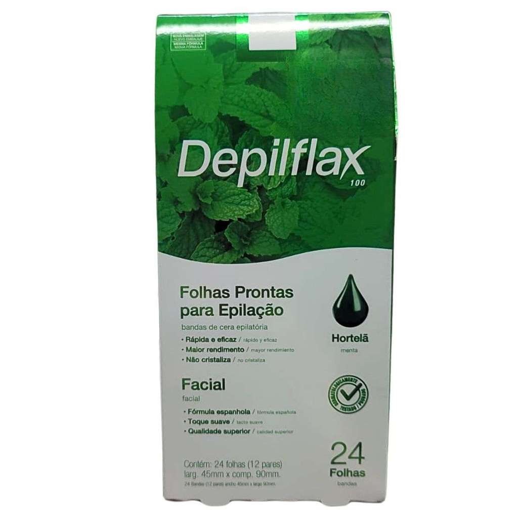 Folhas prontas para depila??o facial hortela depilflax com 24 folhas Depilação Rápida Pela Raiz
