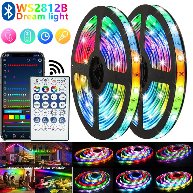 WS2812B Bluetooth RGB LED Strip 5V USB Luz Ambiente De Corrida Que Muda De Cor