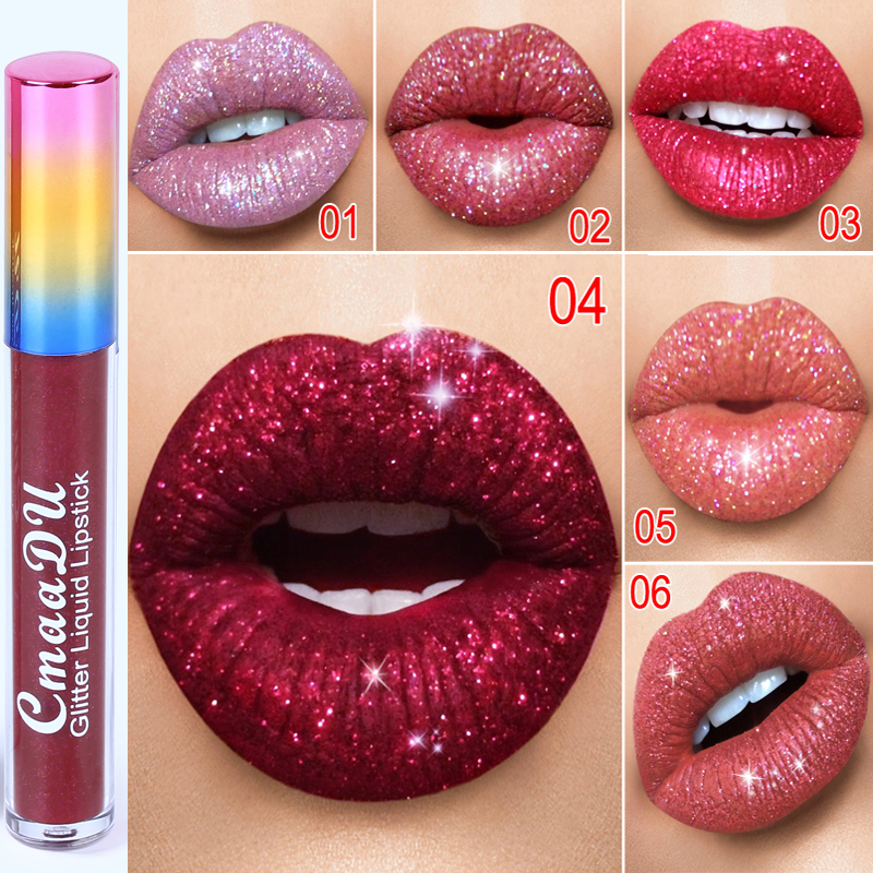 CmaaDu 6 Color Diamond Phantom Shiny Lip Gloss , Copo À Prova D'água De Longa Duração , Hidratante E Antiaderente