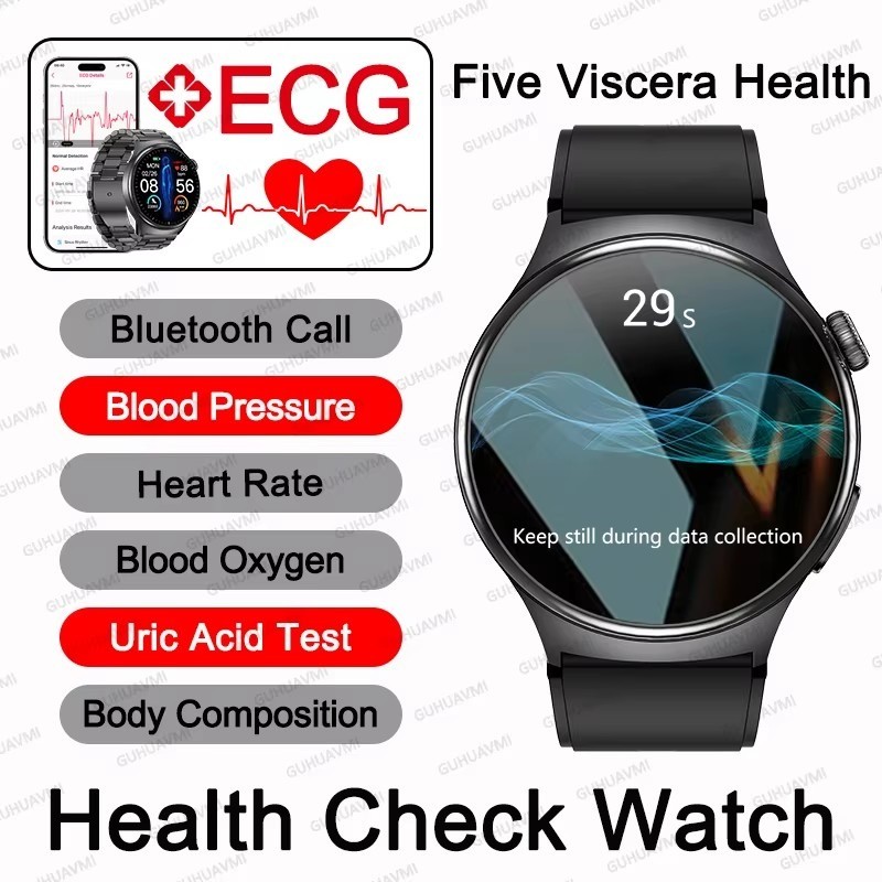 2026New AI-Diagnosis Cuidados Smartwatch Relógio Inteligente ECG + PPG Ácido Úrico Preciso Pressão Arterial Gordura Corp
