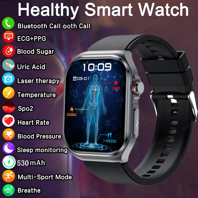 ECG + PPG Smartwatch AMOLED Bluetooth call Male NFC AI Diagnostic Medical Diagnosis Lipids Blood Acid Uric Monitoring