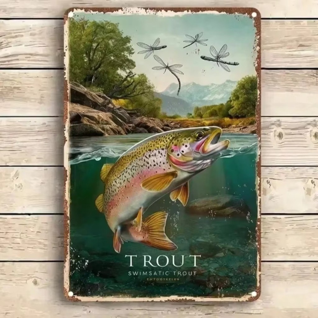 HELLOYOUNG Metal Fish Wall Art Vintage Rústico Decoração De Casa Para Sala De Estar Quarto Bar Outdo