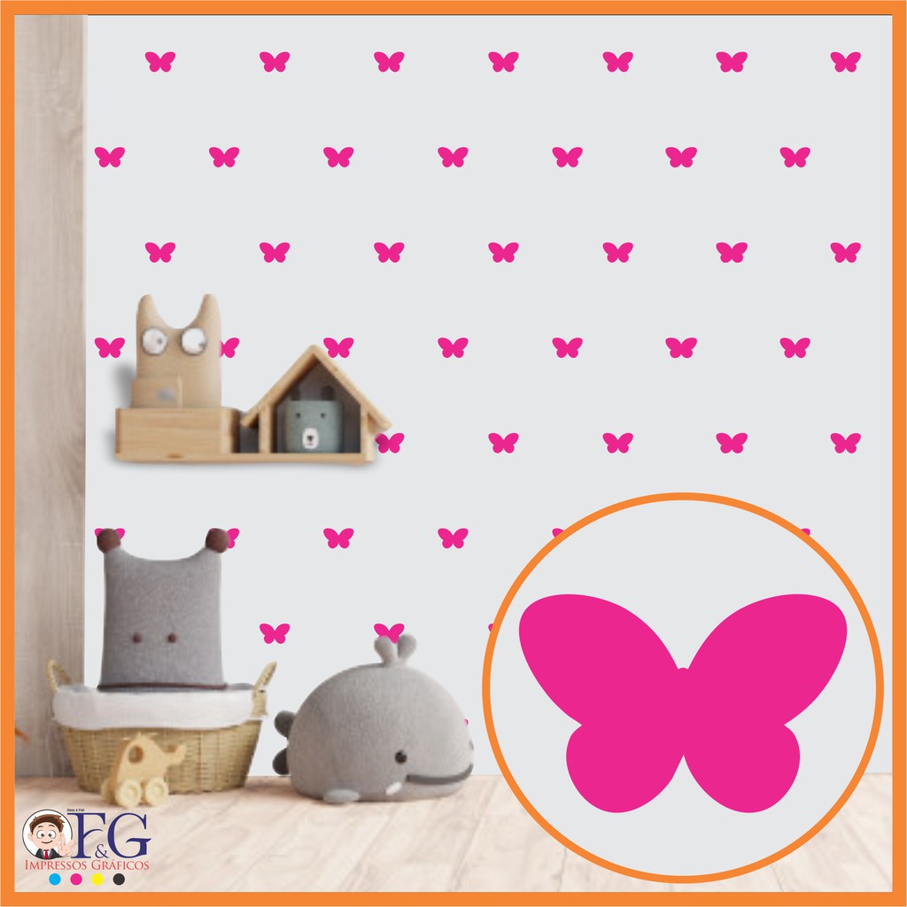 Adesivo Borboleta 4,5x3cm kit 150 adesivo decorativo de Parede (tamanho P)