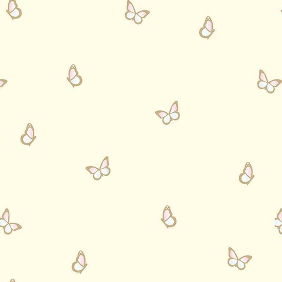 Papel de Parede Quarto Infantil Borboletas Amarelo Claro Vários Tamanhos BEB54