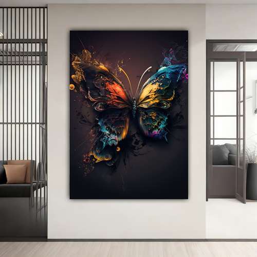 quadro placa decorativo  Borboleta Aquarela escura para sala quarto cozinha hall  tamanho grande/sem moldura