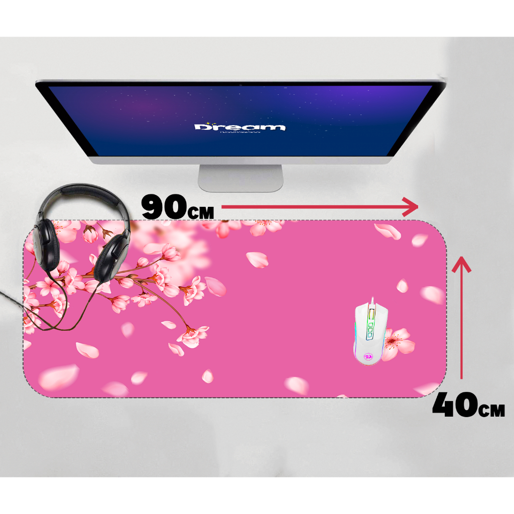 Mouse Pad Gamer Flor de Sakura Cerejeira Cherry Blossom Extra Grande 90x40 70x30 60x40 Personalizado
