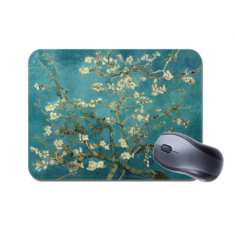Mousepad Personalizado Van Gogh  Nostalgia Arte Clássica Pintura Cerejeira em Flor