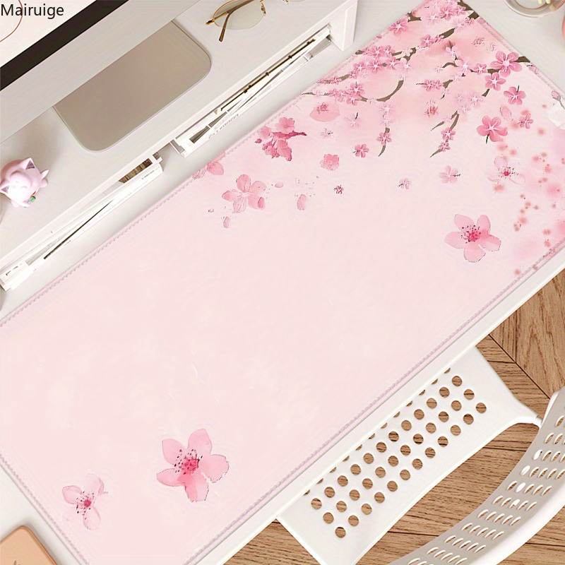 Rosa Japonês Flor De Cerejeira Arte Mouse Pad Computador Tapetes De Mesa De Escritório De Borracha Antiderrapante Teclad