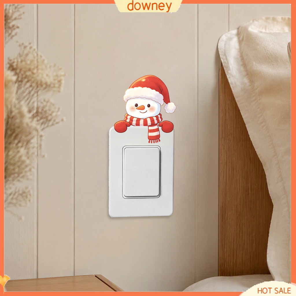 Christmas Snowman Light Switch Stickers Waterproof Pvc Removable Wall Decals for Square Power Switches Socket Panels Fes