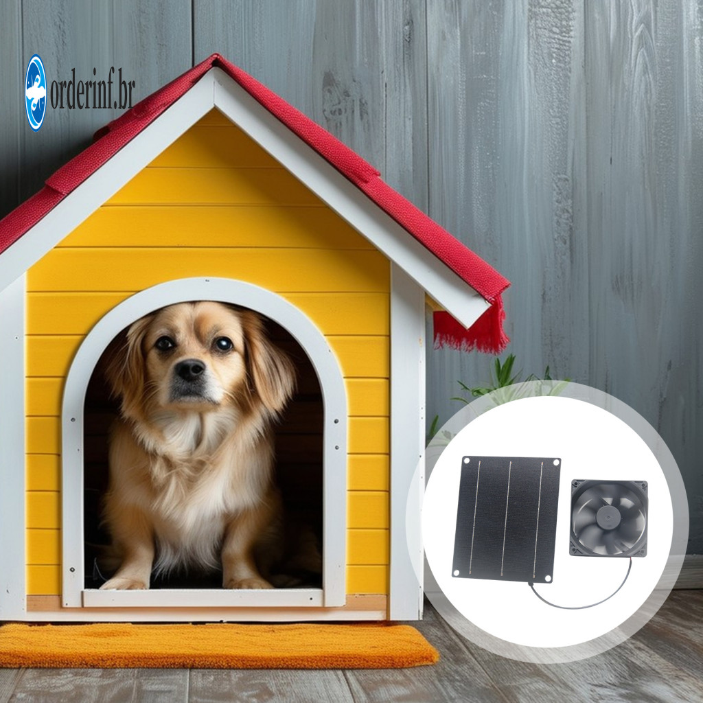 Dust-proof Solar Fan for Cat Cage Panel for Pet Cages 6w High-power Low Noise Waterproof A-class Single Silicon Ideal fo