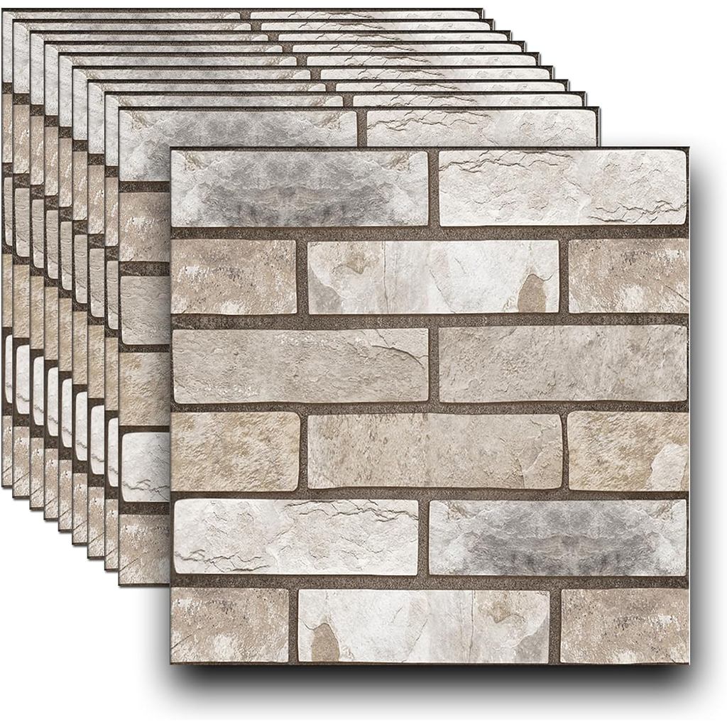 10pieces 3D Brick Peel and Stick Wallpaper 30x30cm Self-Adhesive Wall Panels，Foam Brick Self-Adhesive Waterproof Self Ad