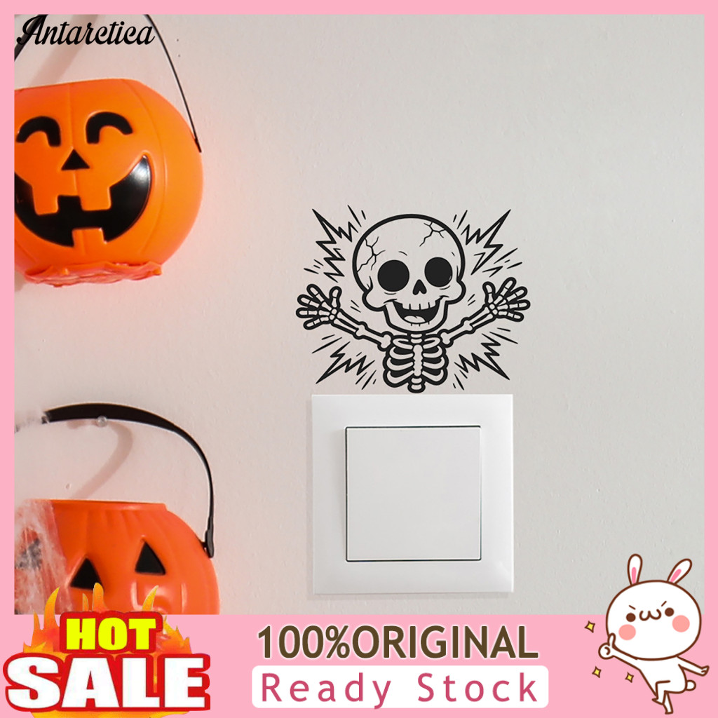 Electric Skeleton Light Switch Stickers Decorative Panel Halloween Sticker Waterproof Pvc Removable Decal for Home