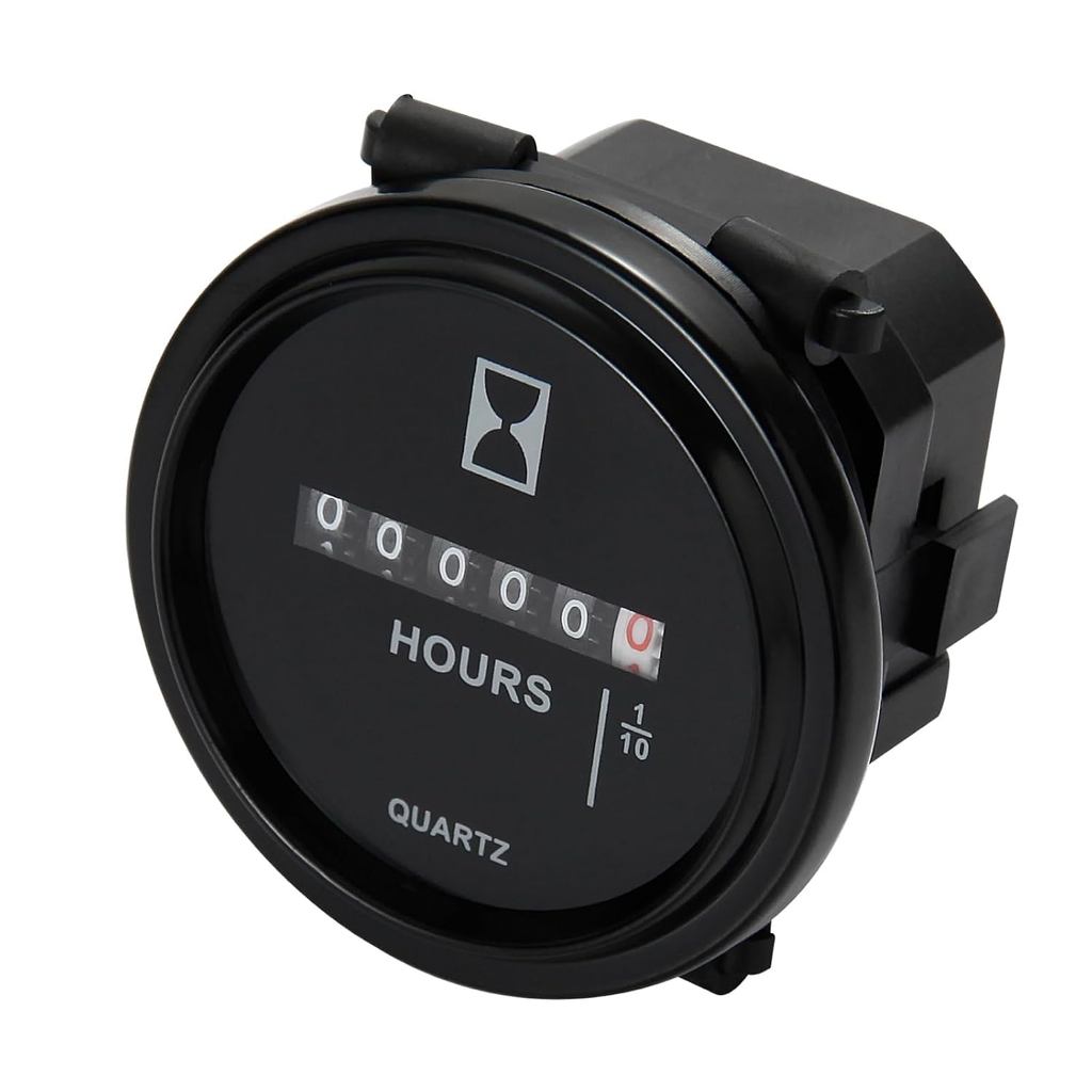 Jayron Mechanical Hour Meter, AC 110-250V Analog Quartz Gauge, Non-Resettable 99999.9H Tracker, IP67 Waterproof Panel Ti