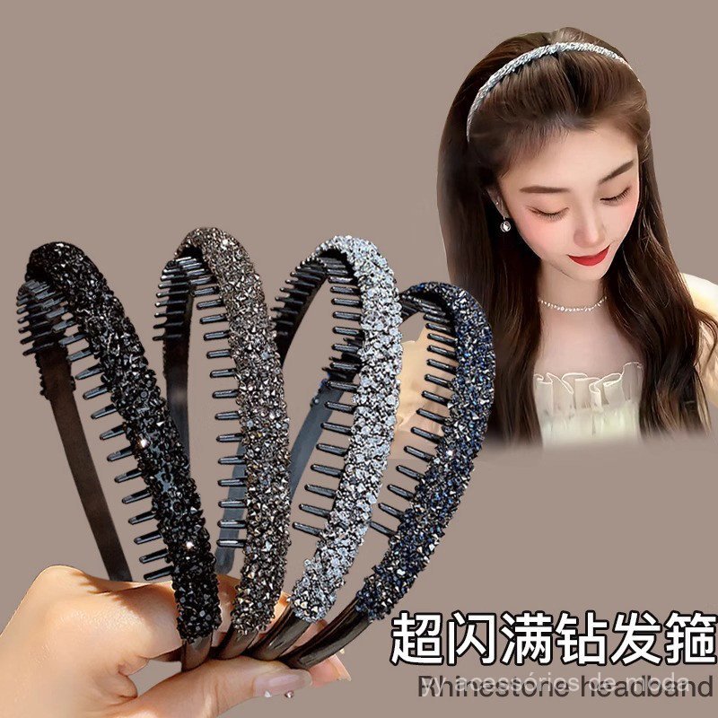 Nova e versátil tiara com diamantes e dentes, elegante e antiderrapante, adequada para lavar o rosto, acessório de cabel