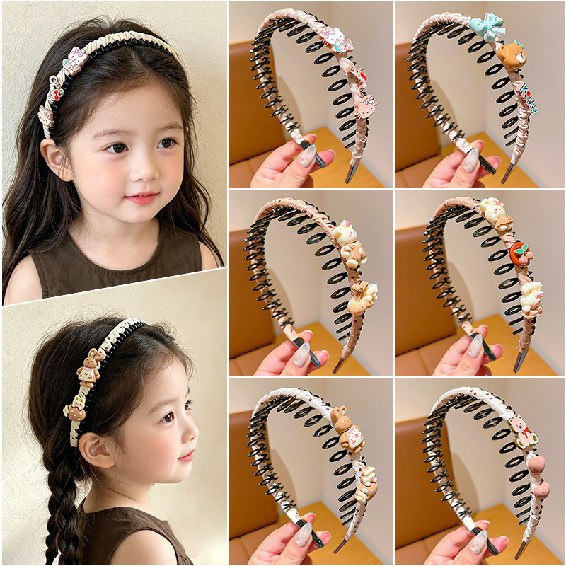 Tiaras Infantis Com Dentes De Frutas 3D , Aros De Cabelo Antiderrapantes Enrolados Em Tecido Para Meninas
