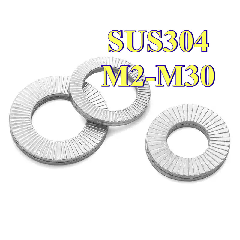 Junta De Travamento De Dente Dupla Face , Anti-Solta De Aço Inoxidável 304 Antiderrapante M2-M30 GHA