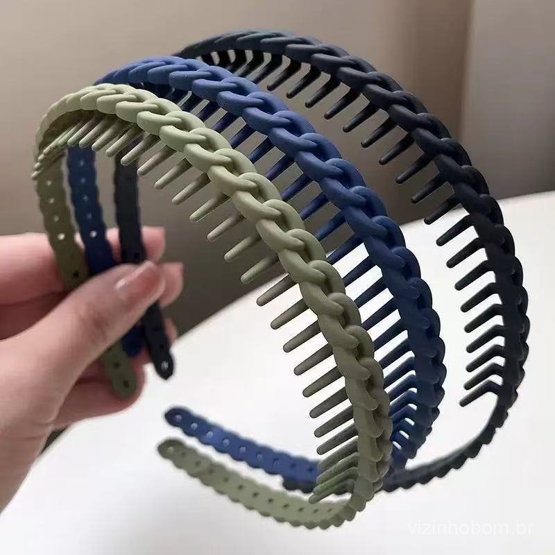 Nova faixa de cabelo feminina para lavar o rosto, com dentes, antiderrapante, para arrumar pequenos fios soltos, presilh