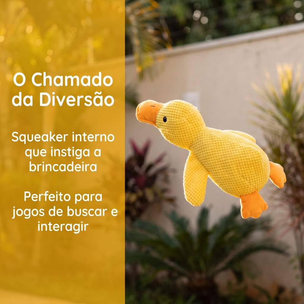 Pelúcia Pato c/ Som p/ Cães | 3 Tamanhos | Limpa os Dentes | Tecido Antiderrapante | Alivia Ansiedade | Macio