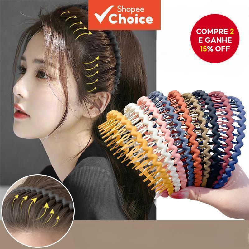 Faixa De Cabeça Colorida Feminina Onda Cabelo Moda Elegante Coreia Com Dentes Acessórios Antiderrapantes