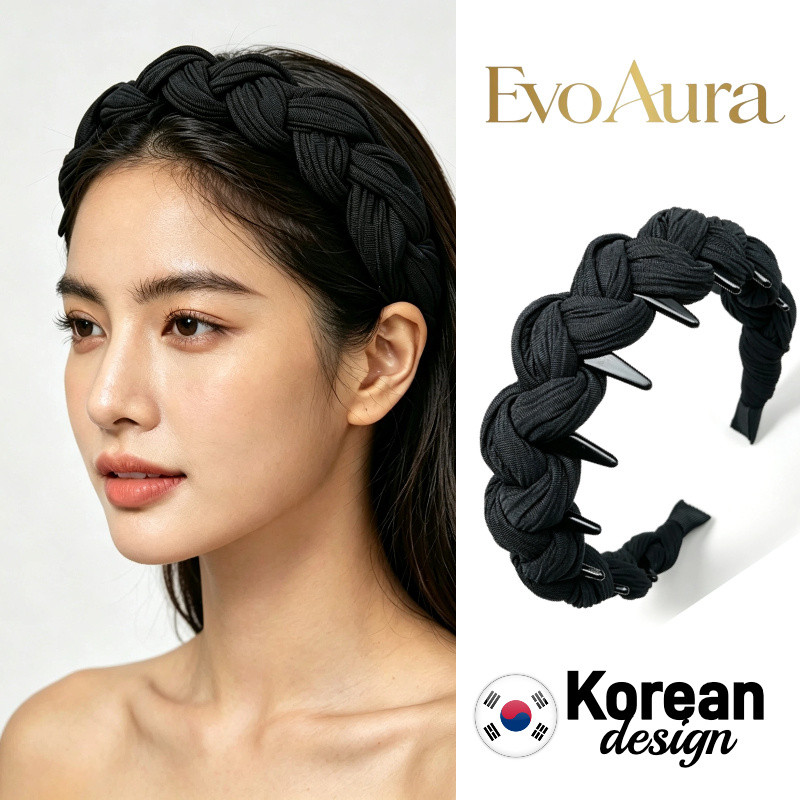 Tiara De Dente Antiderrapante Para Mulheres , Faixa De Cabelo Preta Tecida , Alta Craniana , Acolchoada , Lavagem Do Ros