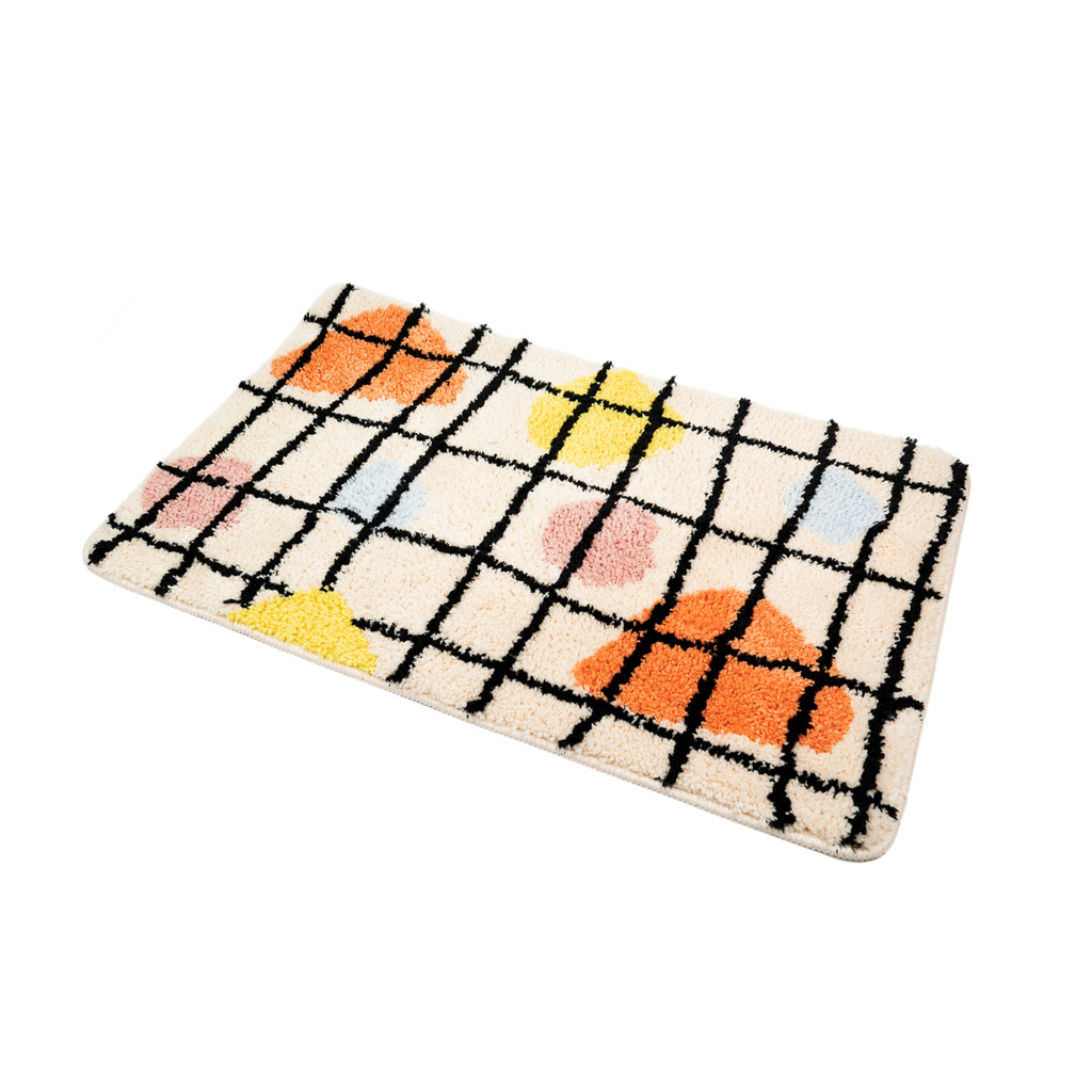 Tapete de Banheiro Antiderrapante de Microfibra Grid - Oikos