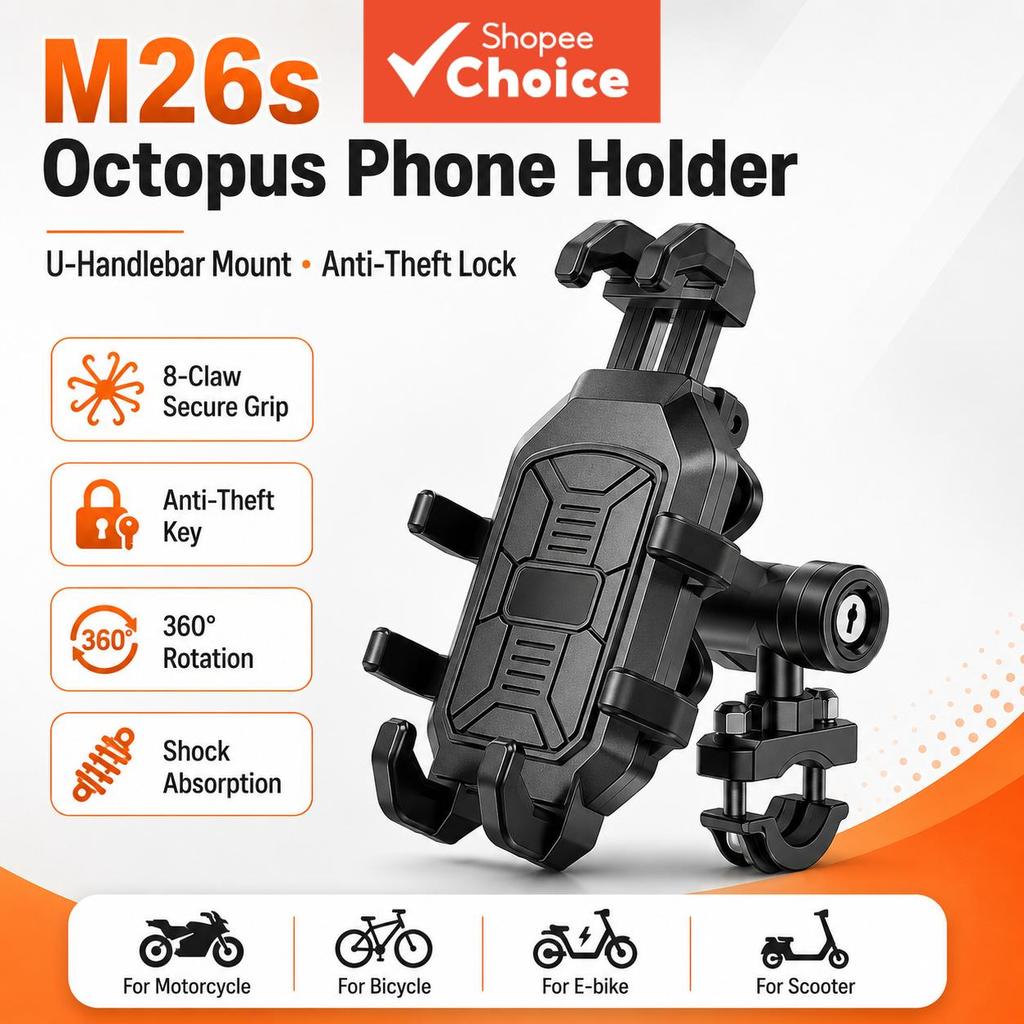 Suporte De Telefone Para Motocicleta Antirroubo Tipo U Braçadeira De Guiador Com Chave