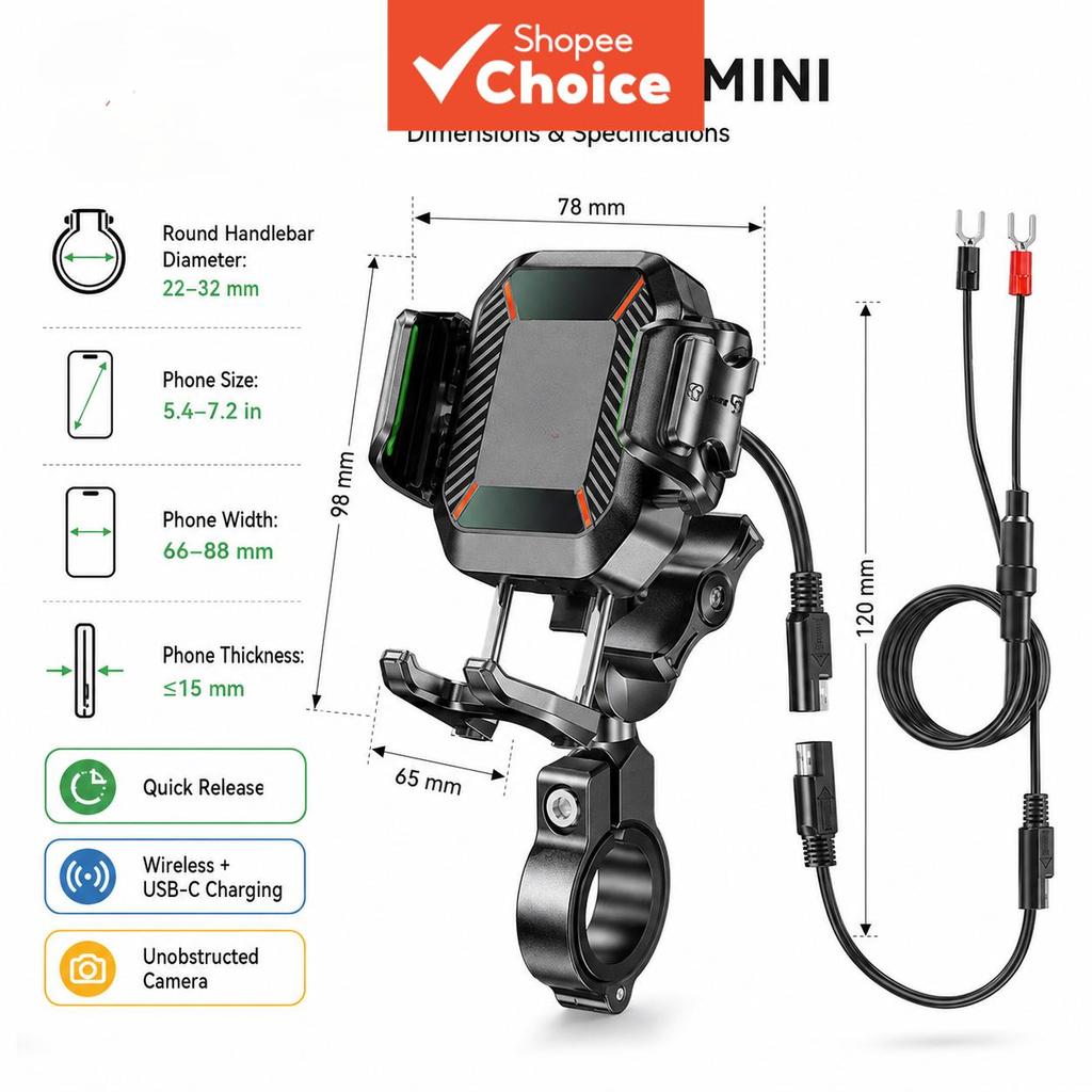 Suporte De Telefone Para Motocicleta À Prova De Choque Antirroubo Montagem Carregamento