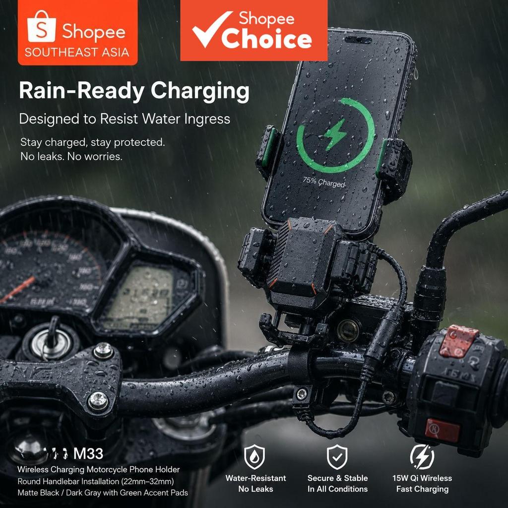 Carregador De Montagem De Telefone Para Motocicleta Suporte De Guiador Antirroubo À Prova De Choque Barras Redondas