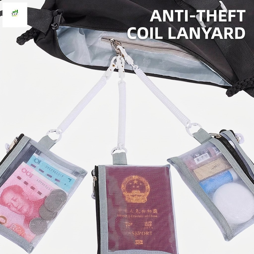 Cordão De Telefone Antirroubo-Corrente De Fivela De Corda De Mola Para Armazenamento De Passaporte De Viagem