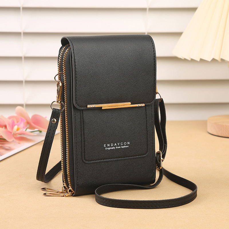 Carteira Feminina Crossbody Telefone Bolsa Touchscreen Mini Flip Slot Para Vários Cartões Estilingue Antirroubo