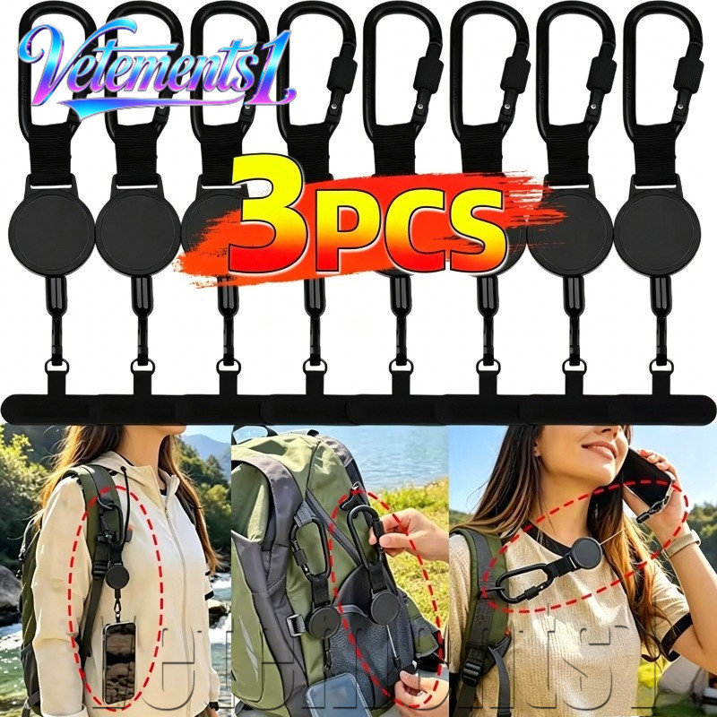 [Navio Grátis] Chaveiros Com Fivela Fácil De Puxar-Cordão Retrátil Antirroubo Para Telefone-Alça Anti-Perda Ao Ar Livre-