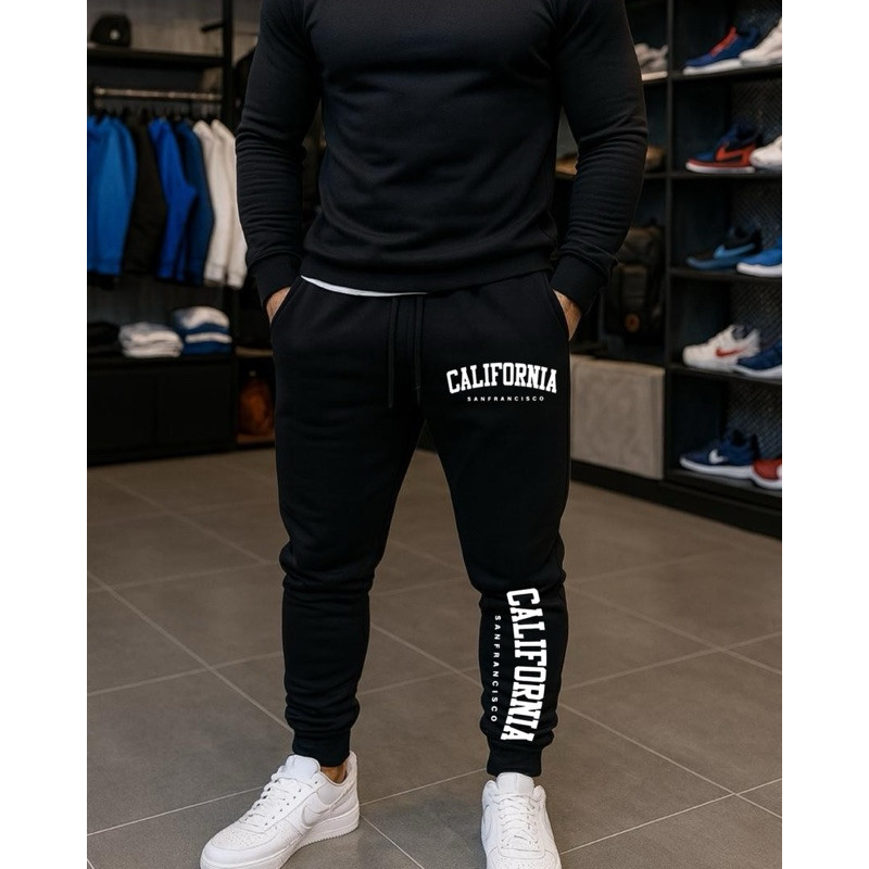 CALÇA DE MOLETOM CALIFORNIA ADULTO UNISSEX ALGODÃO FLANELADO CAIMENTO PERFEITO IDEAL PARA TREINOS CORRIDAS ACADEMIA